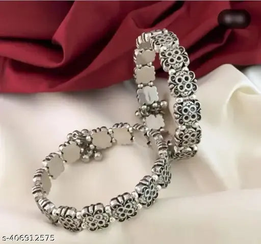 Silver Sterling Silver Kada – Pack of 2