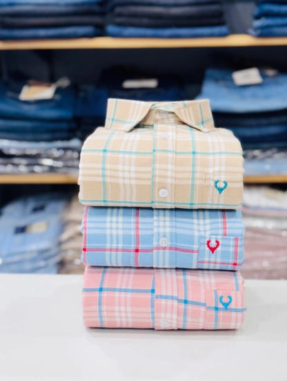 Men’s Cotton Full Sleeves Check Shirt – Pack of 1