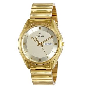 Titan Company Stylish Analog Watch with Day &amp; Date – Golden