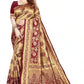 Banarasi Silk Saree With Blouse For Women (Golden & Dark Red, 6.3M)