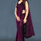 Lycra Sequence Saree for Women (Purple, 6.3 m)