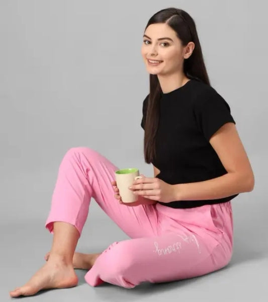 Cotton Blend Straight Fit Trouser for Women – Pink