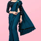 Lycra Blend Solid Saree for Women (Sea Green, 6.3 m)