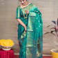 Banarasi Silk Embellished Saree for Women (Sea Green, 6.3 m)