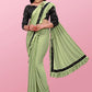 Lycra Blend Solid Saree for Women (Sea Green, 6.3 m)