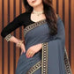 Lycra Blend Solid Saree for Women (Black, 6.3 m)