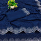 Georgette Embellished Saree for Women (Navy Blue, 6.3 m)