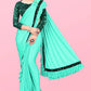 Lycra Blend Solid Saree for Women (Sea Green, 6.3 m)