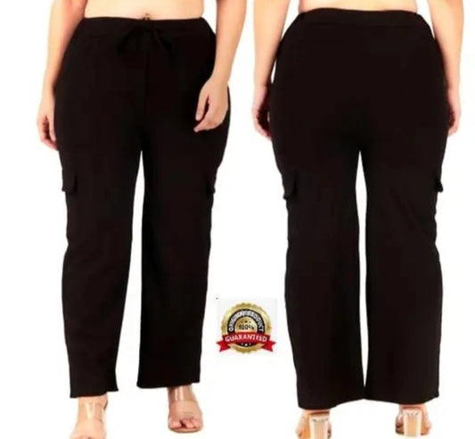 Cotton Blend Straight Fit Trouser for Women – Black (S) | Pack of 2
