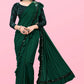 Lycra Blend Solid Saree for Women (Sea Green, 6.3 m)